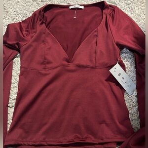 Gaze Women's Deep Red Long Sleeve Top